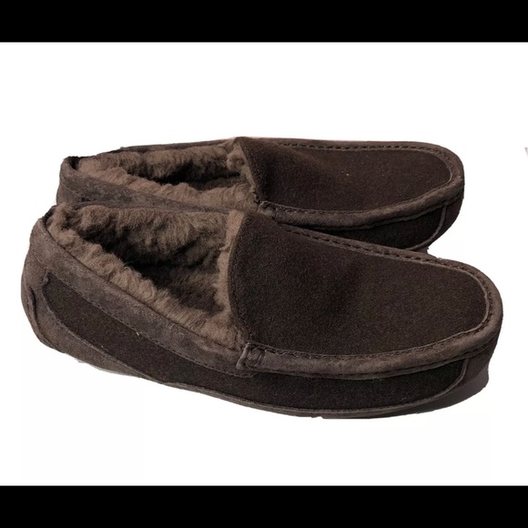 UGG Ascot Suede Wool Moccasin Slippers 8 Espresso - Picture 5 of 6